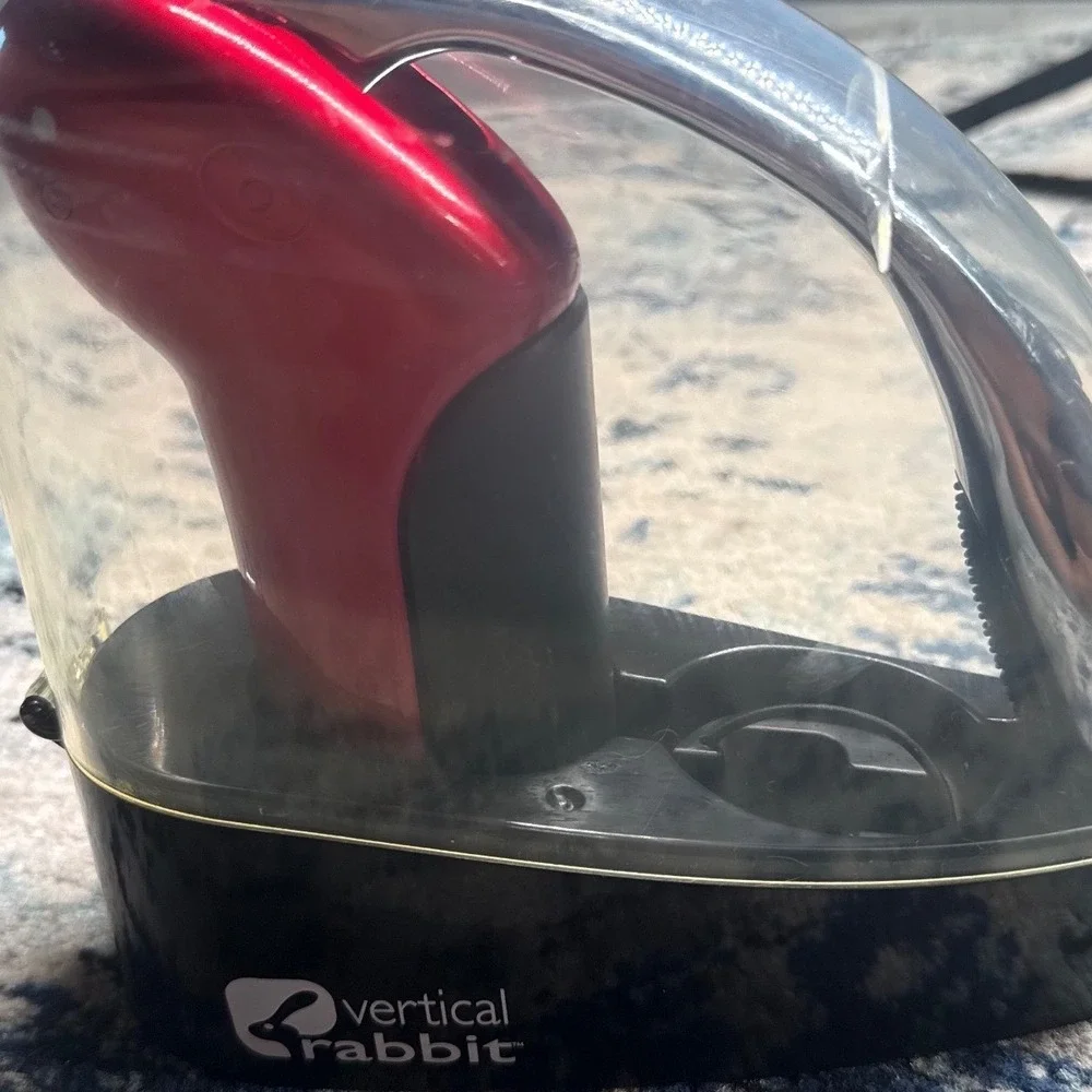 Rabbit Vertical Lever Corkscrew Wine Opener Red Chrome with Foil Cutter and Base